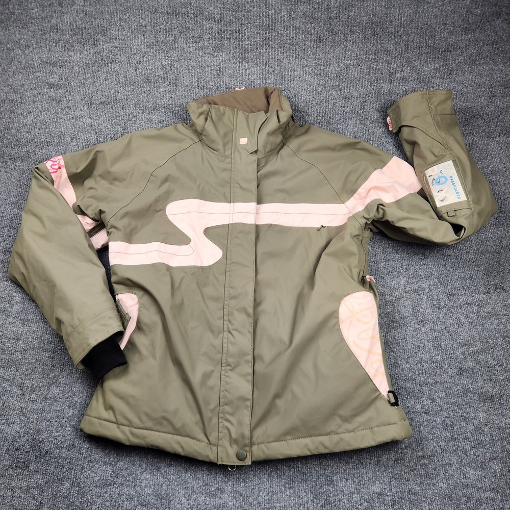 Roxy Snow Womens Ski Jacket Olive Green Pink Insulated Waterproof 10K SM No Hood